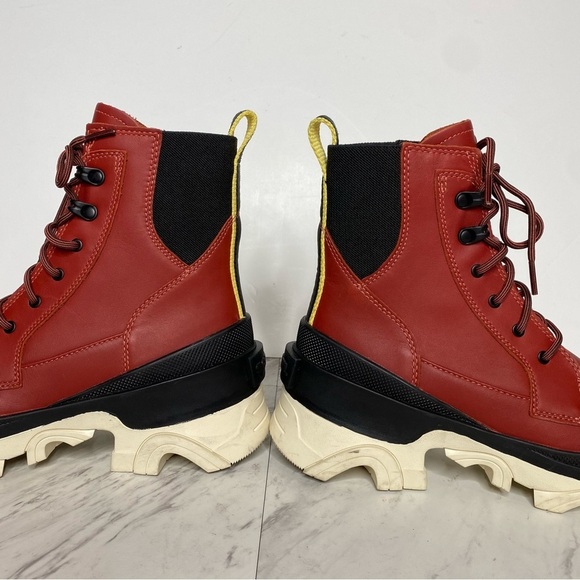 Sorel Brex Red Leather Lace Up Chunky Sole Boot 7 1/2 - Picture 9 of 15